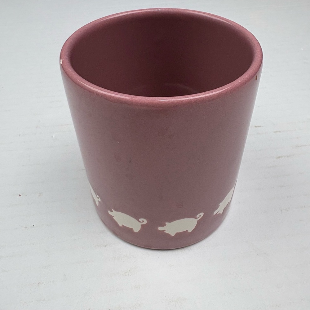 Waechtersbach Pig Coffee Cup Mug Spain Mauve Pink White Farmhouse Ceramic 8oz